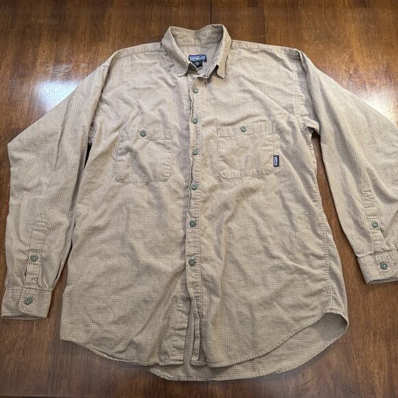 Patagonia Other - Patagonia Organic Cotton Button Up Men's Medium Brown Houndstooth Pattern